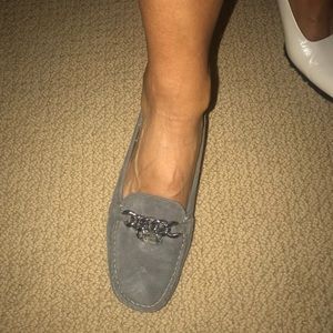 AUTHENTIC NWT Stuart Wietzman fog suede loafers.